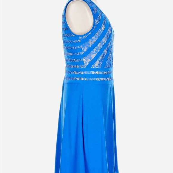 Adrianna Papell Royal Blue Lace Midi Dress - Picture 6 of 7